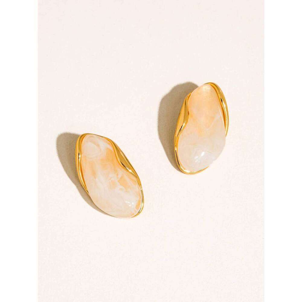 NEW FLANERIE BY MAIQ women's maélie resin drop earrings in yellow gold
